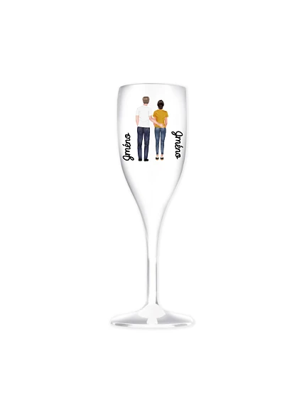 Personalizovaná nerozbitná pohár na prosecco s párom Personalizovaná nerozbitná pohár na prosecco s párom