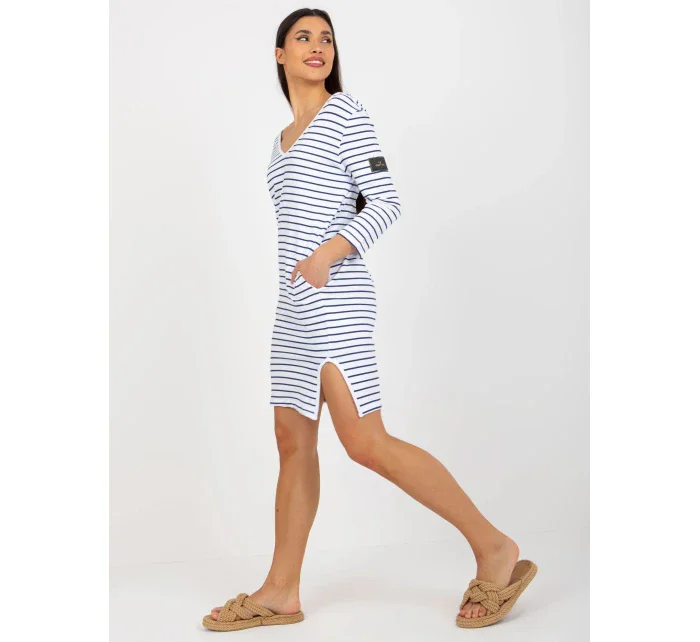 Dámske šaty BL1010.74 bielo-modré - FPrice Dámske šaty BL1010.74 bielo-modré - FPrice