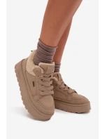 Dámské zateplené sportovní boty na platformě model 21817728 Béžová - Big Star Dámské zateplené sportovní boty na platformě model 21817728 Béžová - Big Star