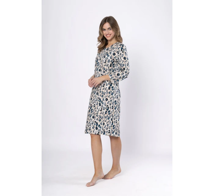 Dámská noční Béžová s modrou potisk model 21875952 - LEVEZA Dámská noční Béžová s modrou potisk model 21875952 - LEVEZA