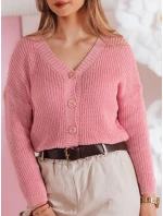 Dámský oversize žebrovaný svetr růžový Dstreet model 21986105 - FashionStreet