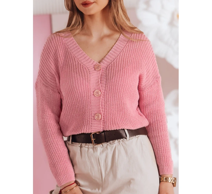 Dámský oversize žebrovaný svetr růžový Dstreet model 21986105 - FashionStreet