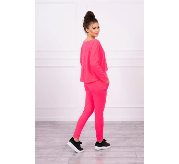 Sada s oversize blúzkou ružová neónová