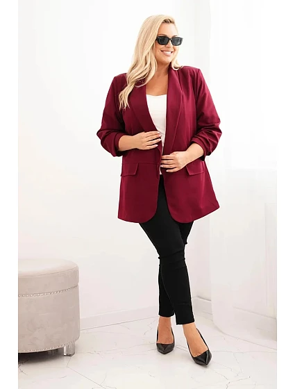 Dámská elegantní plus size sako bordó Dámská elegantní plus size sako bordó
