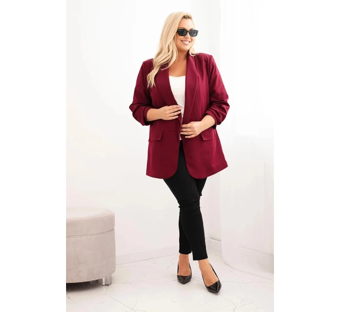 Dámska elegantná plus size bunda bordová Dámska elegantná plus size bunda bordová