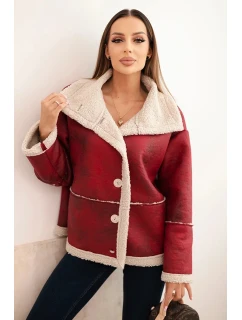 Dámska bunda nadrozmernej veľkosti s kapucňou a vreckami zateplená jahňacinou Camel