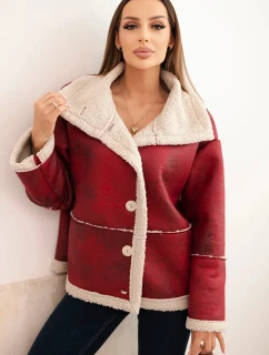 Dámská bunda Plus Size s kapucí a kapsami zateplená model 21441612 camelová - K-Fashion