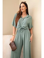 Dámský viskózový model 22185765 komplet se širokými kalhotami khaki - K-Fashion Dámský viskózový model 22185765 komplet se širokými kalhotami khaki - K-Fashion