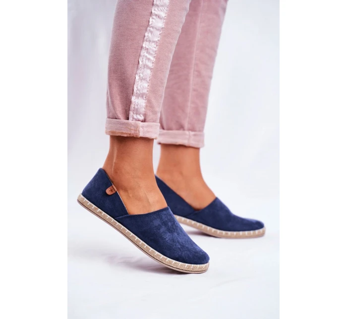 Damskie Welurowe Espadryle Granatowe Vulcano