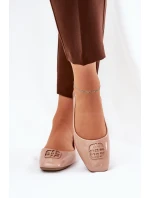 Lakierowane Eleganckie Baleriny Damskie Z Ozdobnym Detalem Vinceza 17377 Beżowe