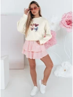 Dámská mikina nadměrné velikosti se srdíčky béžová Dstreet model 21988159 - FashionStreet