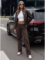 FashionStreet hnedá dámska kožená bunda ramones TY5220