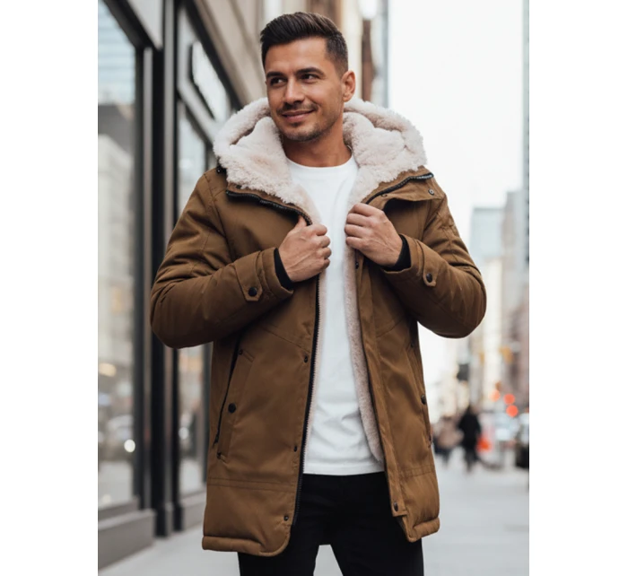Pánská zimní bunda parka s kapucí tmavě béžová Dstreet model 21995071 - FashionStreet Pánská zimní bunda parka s kapucí tmavě béžová Dstreet model 21995071 - FashionStreet