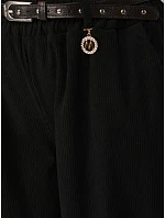 Spodnie damskie bawełniane z paskiem czarne model 22394771 - FashionStreet Spodnie damskie bawełniane z paskiem czarne model 22394771 - FashionStreet