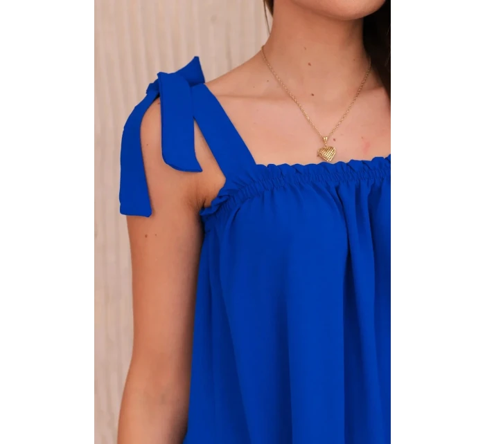 Halenka s mašličkami chrpově modrá Halenka s mašličkami chrpově modrá