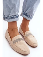 Damskie Mokasyny Z Cyrkoniami Beżowe Ralrika