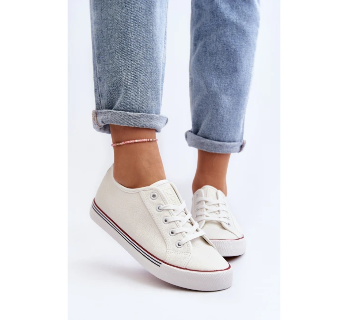 Damskie Trampki Z Eko Skóry Białe Lirean