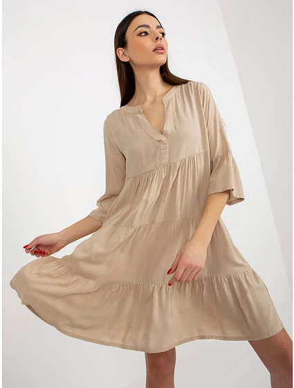 Dámské šaty D73761M30214C béžové - FPrice Dámské šaty D73761M30214C béžové - FPrice