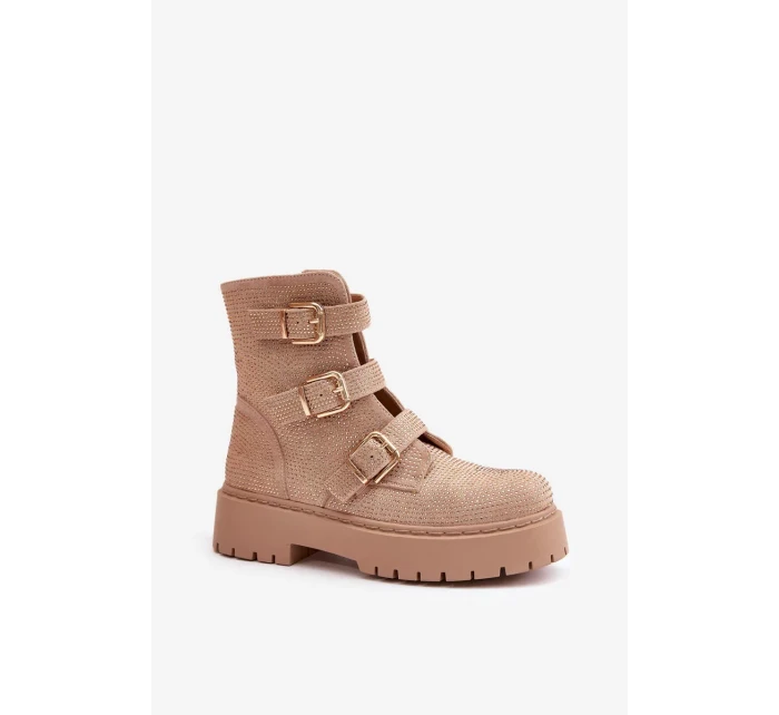 Zateplené dámske členkové topánky s béžovou ozdobou Ciascia