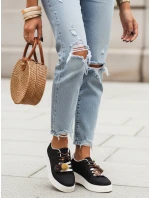 Sneakersy damskie z ozdobami na czarne model 22020850 - FashionStreet