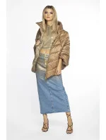 Tmavo béžová dámska bunda pončo s ozdobnými zipsami AnnGissy (AG1-J9171) Tmavo béžová dámska bunda pončo s ozdobnými zipsami AnnGissy (AG1-J9171)