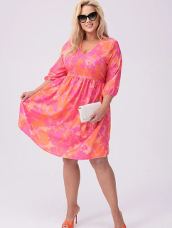 Růžovo-oranžové dámské letní květované šaty (8276)