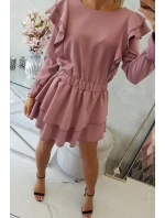 Šaty so zvislými volánmi tmavo ružové Šaty so zvislými volánmi tmavo ružové