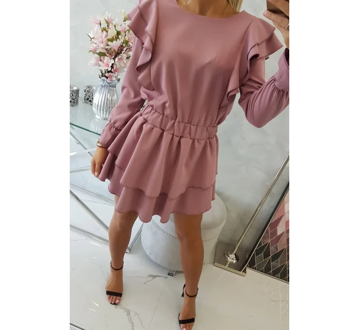 Šaty so zvislými volánmi tmavo ružové Šaty so zvislými volánmi tmavo ružové