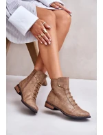 Ocieplane Botki Damskie Na Płaskim Obcasie Złote Labise Ocieplane Botki Damskie Na Płaskim Obcasie Złote Labise