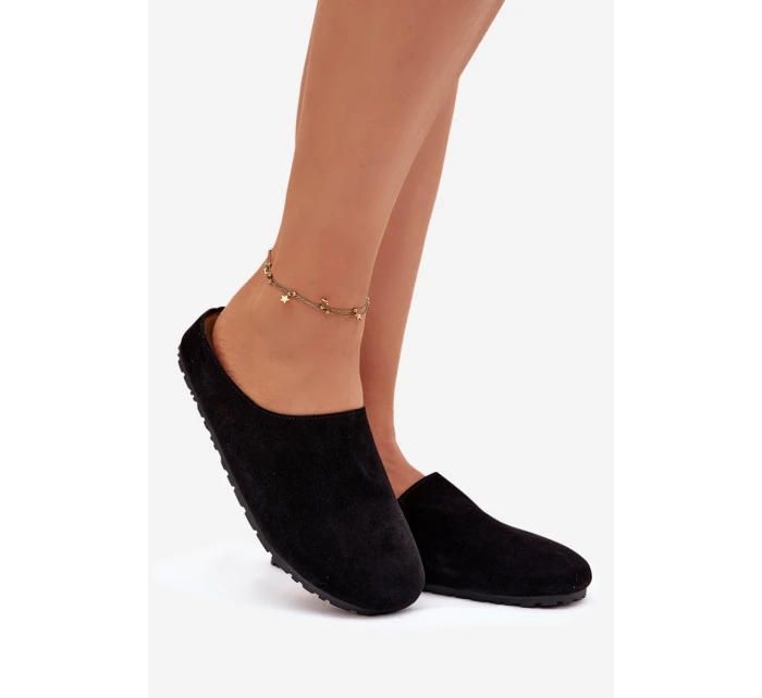 Dámské pantofle z eko semiše černé Kalvess
