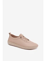 Kožené dámské polobotky model 22149769 Béžové - Artiker