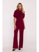 model 21470626 Kombinéza s mašlí na zavazování bordó - STYLOVE