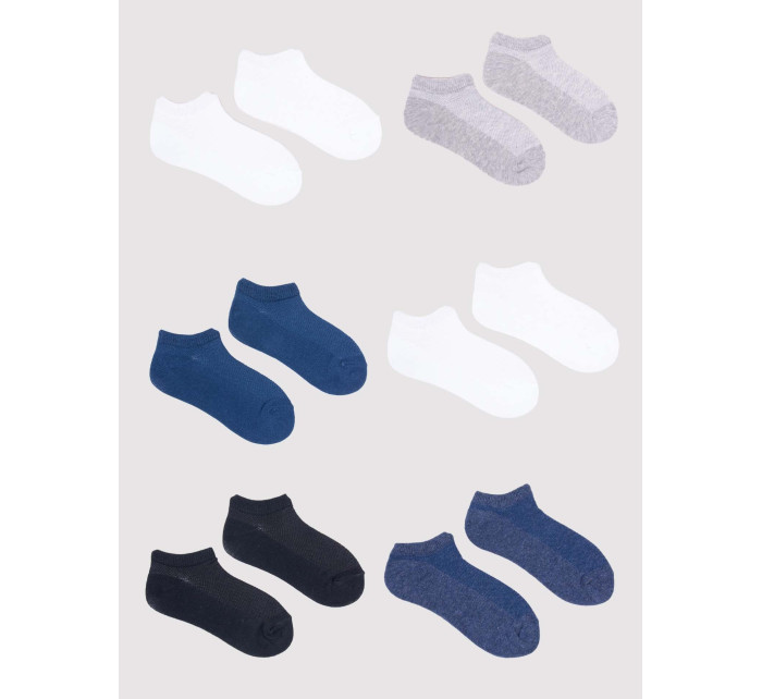 Yoclub Chlapčenské členkové tenké bavlnené ponožky Basic Plain Colours 6-pack SKS-0027C-0000-002 Multicolour