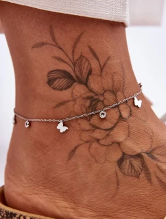 Náramok na nohu S motýľmi strieborný