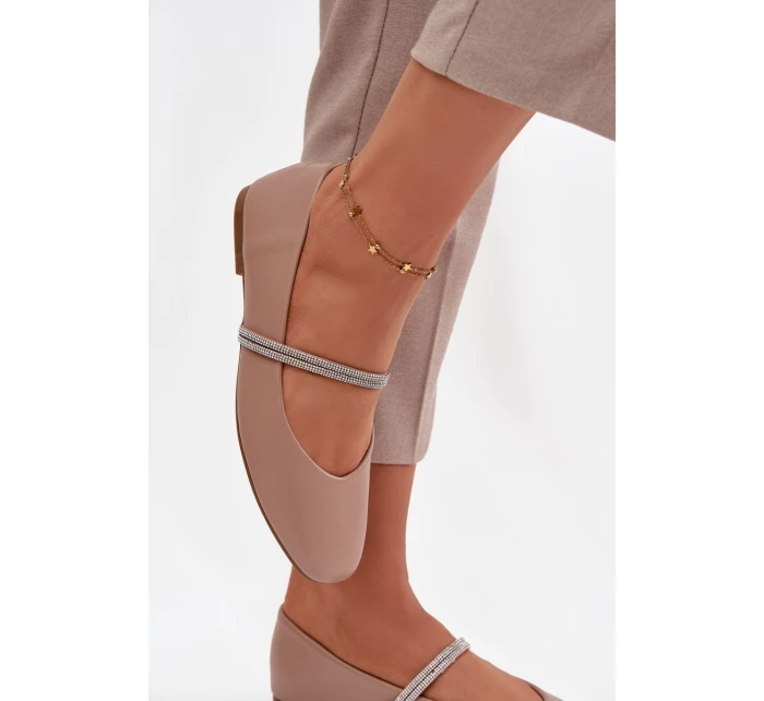 Dámské baleríny s pásky – tmavě béžové model 21834666 - Kesi