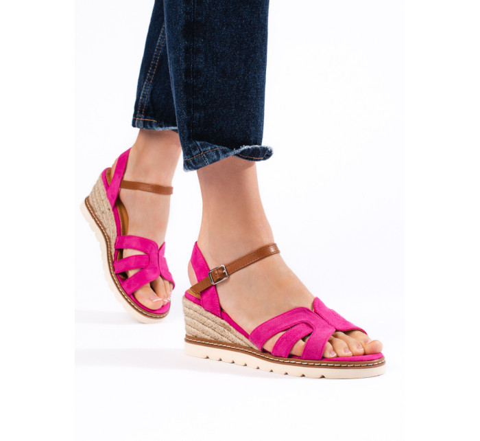 Originálne dámske ružové sandále na klin