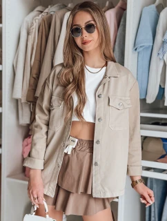 Dámska nadrozmerná košeľová bunda OVERBOR béžová FashionStreet TY4892