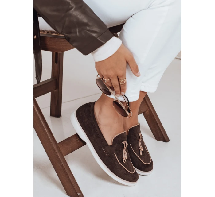 Dámské semišové hnědé mokasíny Dstreet model 21992090 - FashionStreet