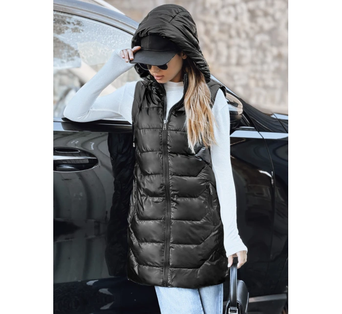 Dámska prešívaná vesta s kapucňou čierna FashionStreet TY5259