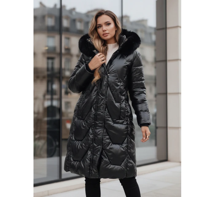 Dámská zimní bunda dlouhá prošívaná s kapucí černá Dstreet model 21995165 - FashionStreet