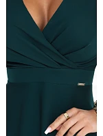 midi šaty s výstřihem do V a krátkými rukávy – zelené model 22304048 - numoco