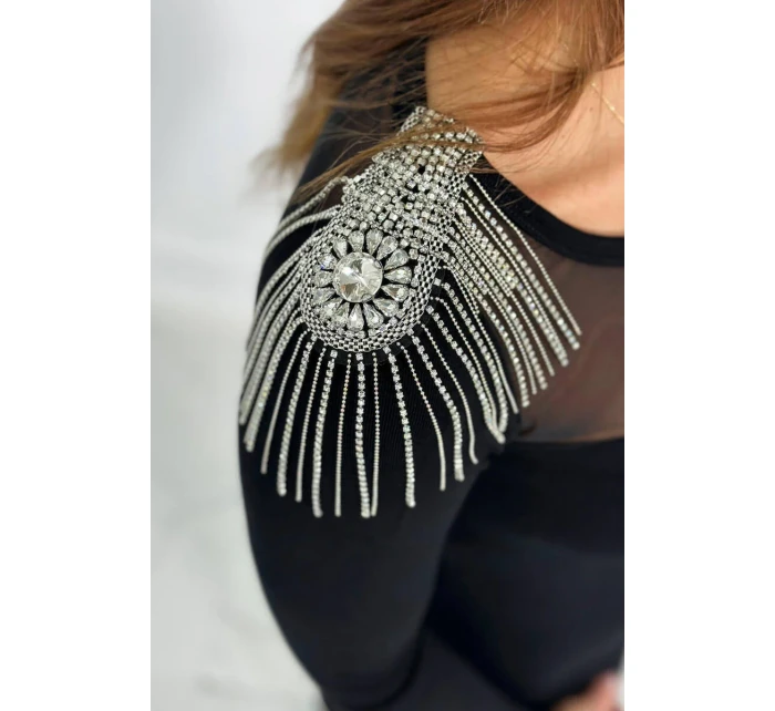 Pletené šaty s jedným ramenom čierne