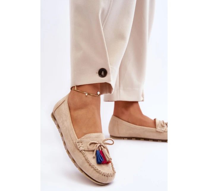 Semišové Mokasíny S Mašlí A Béžove model 21623151 - Boto