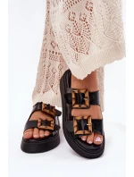 Eko Kožené Sandály Dámské Na Platformě S Přezkami Černé model 21699641 - Boto Eko Kožené Sandály Dámské Na Platformě S Přezkami Černé model 21699641 - Boto