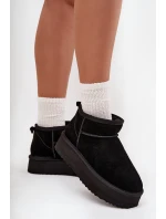 Semišové dámské zimní boty na platformě model 21707888 Černé - VINCEZA