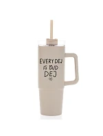 EVERY DEJ IS GUD DEJ - béžový cestovný hrnček s priehľadným viečkom 900 ml
