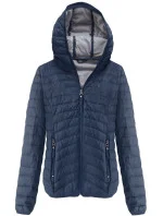 Tmavo modrá prešívaná bunda s kapucňou (B1078-30)