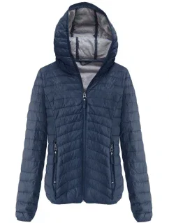 Tmavě modrá prošívaná bunda s kapucí model 7107450 - S'WEST