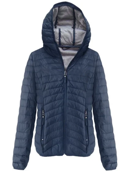 Tmavo modrá prešívaná bunda s kapucňou (B1078-30)