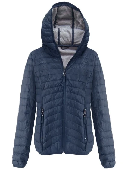 Tmavo modrá prešívaná bunda s kapucňou (B1078-30)